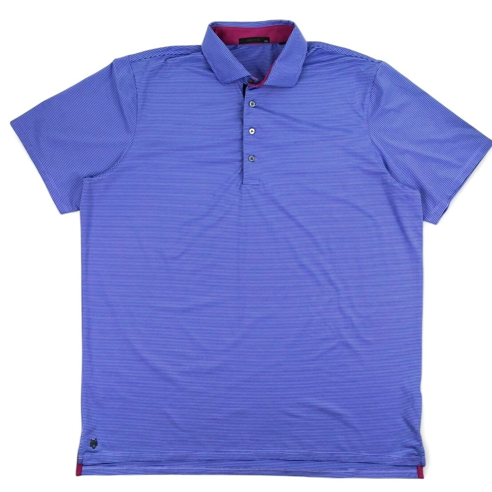 Greyson Polo Shirt Mens XXL Purple Stripe Performance Golf UPF 50+ Quick Dry